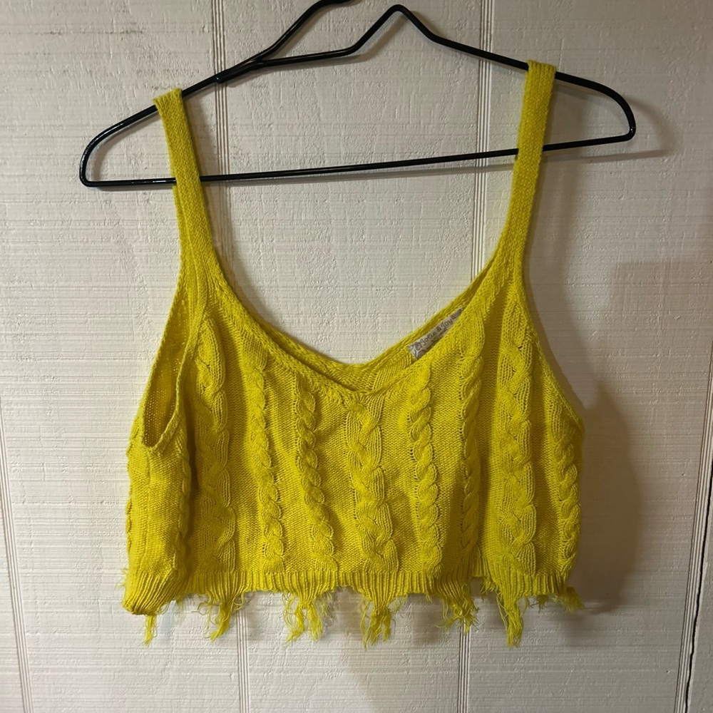 Jolie & Joy Distressed Cable Knot Crop Tank